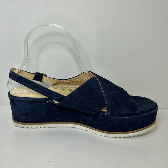 Cordani Kaylee Slingback Wedge Platform Navy Suede Criss Cross Strap Sz 41 EU - Picture 13 of 15